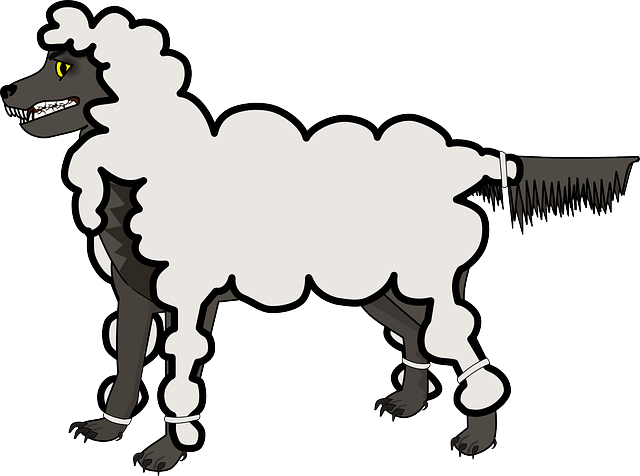 https://www.pd4pic.com/cartoon-wolf-sheep-clothing-disguise-villain-coat.html